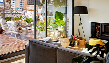 Safety and security film protects windows leading to back deck 